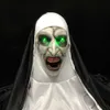 Máscaras de festa LED Horror A máscara de freira Cosplay Máscaras de látex assustadoras com lenço na cabeça Luz de led Adereços de festa de Halloween Deluxe J230807