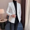 Herenpakken 2023 Britse Stijl Herfst Mannen Pak Jas Mode Double Breasted Blazers Slim Fit Casual Wedding Tuxedo jurk Jas