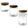 Storage Bottles Acacia Wood Glass Jar Canisters Sugar Bowl Jars Lids Kitchen Coffee Container Ground Food