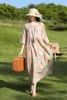 Robes grande taille Robe d'été Femme plage vacances voyage mode Floral longue coton lin Vestidos Femme Robe décontractée Femme