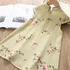 Abbigliamento etnico Ragazze carine Stampa floreale Cheongsam Hanfu Year Bambini Tangsuit Abiti da festa per bambini Qipao Abito da sposa Costume regalo