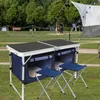 Muebles de campamento, mesa plegable para acampar con doble almacenamiento, 2 sillas plegables, jardín para viajes, pesca al aire libre, barbacoa