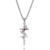 Mens Hip Hop Corss Necklace Jewelry Retro Chinese Dragon Knight's Sword Cross Pendant Necklace