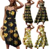 Casual Dresses Pockets Midi Bohemian Women Printing Swing Dress Down Button Women's With Buttons