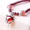 Strand Wholesale Natural Garnet Bracelet Wine Red Bead With Pendant Lucky For Women Girl Crystal Multilayer Jewelry