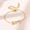 Klassisk design 18K Gold Butterfly Charm Armband Rostfritt stål smycken för kvinnor gåva