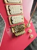 Rare Destroyer II DT-555 Pink Phil Collen Guitarra Elétrica Ponte Floyd Rose Tremolo, Hardware Dourado, Inserções Block Abalone, 3 Captadores Humbuckers Double Cream Barra Whammy