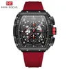 Нарученные часы модные часы Men Men Luxury Top Brand Sport Quartz смотрит на водонепроницаемые хронографские наручные часы Черный силиконовый ремешок Relogio