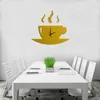 Väggklockor 3d klocka modern design mode tyst kreativt självpinne papper kök dekoration klok kaffekopp