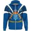 Men's Hoodies African Clothing Canary Islands Fangs Style Men's Hooded Zip Shirt Casual Sweater Retro Harajuku