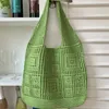 Bolsos de noche estilo suave para mujer, bolso de mano de lana de imitación, bolso de punto Retro, bolso de malla ahuecado, hombro tejido 2023 230804