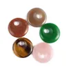 Pendant Necklaces 1pc Natural Stone Crystal Agate Random Color Round Partial Hole Bead DIY Bracelet Earrings Jewelry Accessories Gift