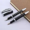 Fountain Pens Metal 051 Pen Line Chessboard Black Silver 05mm NIB Ink Stationery Office School Supplies Writing 230807