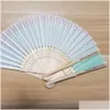 Fans Parasols 40 Pcs/Lot Personalized Print Engrave Favor Silk Fan Customized Name Cloth Hand Gift Drop Delivery Party Events Access Dh53Z