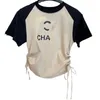 T-shirt da donna Designer Summer New Casual Versatile Slim and Age Reducing Contrast Double C-Letter T-shirt manica corta V0XV