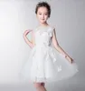 Девушка платья принцесса цветочные аппликации Tulse Lace Kids Wedding Guted Farty Pageant Dress Girl