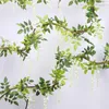 Dekorativa blommor 2 m lång Wisteria Flower Rattan Vine Wreath Wedding Slå Fake Wall Plant Arch Leaf Ivy Decorat G2C6