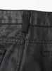 Mäns jeans vaxade bomullsgotiska mörkkläder High Street Coat Autumn Fashion Tide Straight Solid Black Denim Pants 12A2908