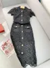 Projektantka wczesna jesień kobiet designerskie ubrania Dolna Diamentowa klamra z krótkim rękawem koronka wycięta w talii długa sukienka