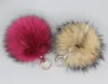 Клавки 14 м 5,5 дюйма подлинный натуральный еновый еновый мех Pom Pom Keyring Keychain Key Signer Suck Suck Monster Monster Monster Monster