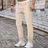 Men's Pants Mens Men Button Stretch Waist Jersey Spring And Autumn Solid Color Casual Loose Fit Trousers Sportswear Streetwear Outfits