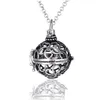 Lockets New Diffuser Essential Oil Cage Pendant Necklaces With Cotton Ball Black Lava Rock Stone Hollow Chains For Women Fashion Drop Dhmoa