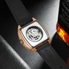손목 시계 패션 자동 기계식 시계 투명한 흰색 중공 대형 다이얼 스포츠 빛나는 손목 시계 relo homb
