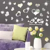 Decorative Flowers Glass Decor Mirror Wall Adhesive Sticker Stickers Heart Decal White Acrylic Decoration