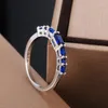 Cluster Rings Simples Moderno Banhado a Prata Zircão de Linha Única Para Mulheres Brilhar Azul CZ Pedra Incrustada Moda Jóias Anel de Presente de Festa