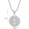 Pendentif Colliers Acier Inoxydable 316L Père Saint Benoît Exorciste Religieux