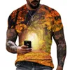 Herren-T-Shirts, Beauty Scenery-Shirt für Männer, 3D-Landschaftsdruck, kurzärmelig, modisches Freizeit-T-Shirt, übergroße, bequeme Kleidung