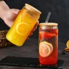 미국 CA 창고 16ozwater 병 DIY 블랭크 승화가 대나무 뚜껑을 곁들인 맥주 유리 컵과 아이스 커피 소다를위한 짚을 텀블러를 촉진 할 수 있습니다.