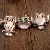 Pins Brooches 1pc Owl Brooches For Wedding Bouquet Vintage Wedding Hijab Scarf Pin Up Buckle Femininos Brooches Couple Collar Jewelry Pins HKD230807