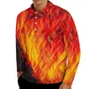 Polo da uomo Fire Water Polo Camicia Autunno Stampa astratta Casual Manica lunga Colletto rovesciato Design elegante T-shirt oversize