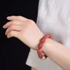 Strand Red Agate Crystal Bracelet Barrel Beads Bracelets Lucky For Men Women Tibetan Style Hand String Fashion Jewelry