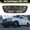 Bilmodifierad ABS Front Bumper Mask Grille Racing Grill med LED-lampor Auto Exteriördel Black For Ford Ranger 2001-2003