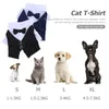 Ropa para perros Elegante ropa de caballero a rayas Traje de boda Camisa formal Pajarita Esmoquin Traje para mascotas Favores de fiesta para Halloween Navidad