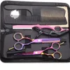 5.5 Inch Purple Hair Cutting Scissors Set With Razor, PU Leather Scissors Case, Barber Hair Cutting Shears Hair Thinning/Texturizing Shears