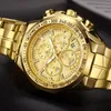 Armbandsur Relogio Masculino Wwoor Mens Watches Top Brand Luxury Wrist Watches For Men Gold Big Golden Chronograph Wristwatch Man 230807