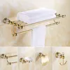 Bath Accessory Set 5 In 1 Gold Polish Stainless Steel Wall Mounted Bathroom Sets Towel Rack Storage Cloth Shelf Towe Bar Toilet Brush Holder