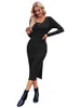 Casual Dresses Women Autumn Office Ribbed Knitted Maxi Long Sleeve Dress Bodycon Winter Elegant Sexy Purple Crochet Robe