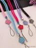 Cell Straps Charms Woven Leather Lanyard Neck Strap Women's Anti-Lost Lanyard Plum Blossom Cell Charm Chain Credential Holder Strap