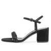 Sandalet Yaz Moda Kısa Dokuma Tasarım Ayakkabıları Kadınlar İçin Bir Karakter Şerit Pompaları Kare Topuk Sandalyas Feminas Büyük Boyut