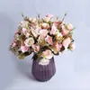 Dekorativa blommor 10heads 30 cm retro Silk Rose Bouquet Artificial Peony Vintage Bride Holding Flower Home Wedding Decor Fake