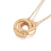 585 Purple Gold Plated 14k Rose Gold Double Ring Halsband Pendant Fashion Chain Classic Elegant Jewelry Gift for Girl Friend L230704