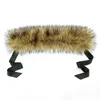 Scarves Lady Blinger Exclusive Fake Fur Collar Silk Ribbons Faux Neck Warmer Cosplay Raccoon Decor