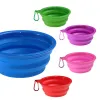 Multicolors Silicone Pet Folding Bowl Retractable Utensils Bowl Puppy Drinking Fountain Portable Outdoor Travel Bowls Carabiner TH1028