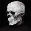 Party Masks Full Head Skull Mask Carnival Adults Realistc Anonymous Halloween Moveable Mouth Jaw Anime Horror Helmet Skeleton Headgear Masks J230807