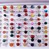 Assorted Style Natural Stone Rings Rose Quartz Aventurine Tiger's Eye Agate Crystal Women synthetic Turquoise Ring Party Wedding Gold Silver Mix lots