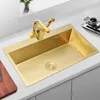 Gold Nano Stainless Steel Kitchen Sink Single Bowel 304 Handmade Undercounter Basin Kitchen Sink 60x45cm